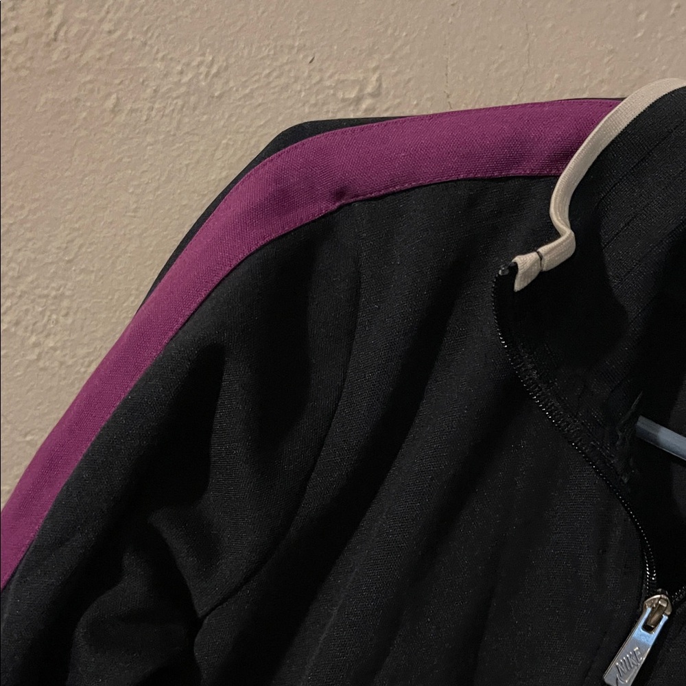 Nike Women's Black Bomber Jacket with Purple Stripes - Picture 5 of 7